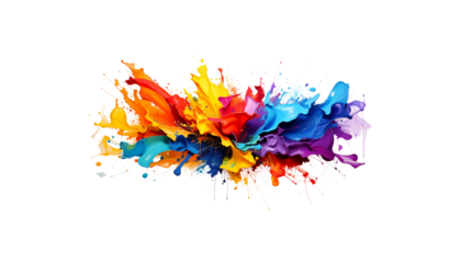 Abstract Watercolor Splash: Colorful ink splash design and textured pattern on white background