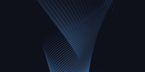 Abstract glowing wave lines on dark blue background. Dynamic wave pattern. Modern flowing wavy lines. Futuristic technology concept. Suit for banner, poster, cover, brochure, flyer, website