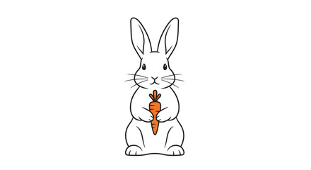 Rabbit holding carrot with transparent background
