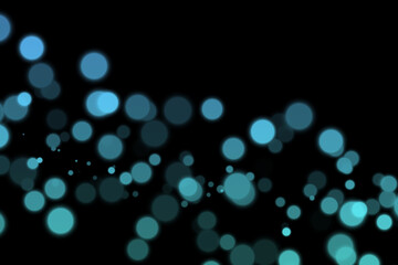 Abstract blue bokeh dots on black backdrop for backgrounds and design graphics
