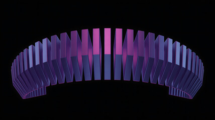 Abstract curved structure with purple and blue lights