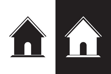 Collection home icons. House symbol. real estate objects and houses black icons isolated on black and  white background. Vector illustration.