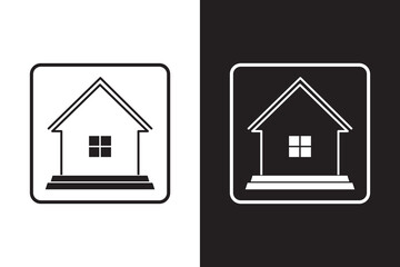 House icons in flat and thin stroke style.