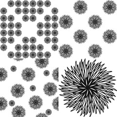 printed tiles of Black and white Chrysanthemum dot, seamless pattern, pink flowers, seamless pattern with pink flowers repeat style, replete image design for fabric printing