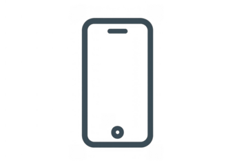 Smartphone outline icon showing a mobile device for communication, technology, and app interfaces with a transparent background