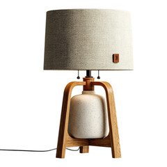 Stylish modern table lamp with natural wood and textured fabric shade