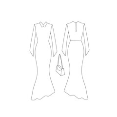 vector image of women's clothing design with bag accessories