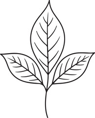 Minimalist Three-Leaf Botanical Line Art Icon – Black and White Nature Symbol for Eco, Organic, and Wellness Themes