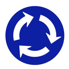 Roundabout-sign,-white-arrow,-blue-background