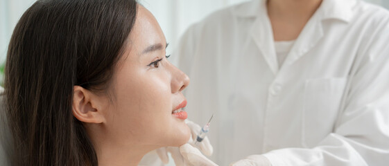 Cosmetic surgery, skin whitening injection, filler injection, Skin reface, beautiful Asian girls...