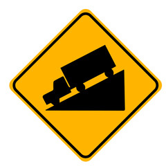 The-sign-warns-of-a-steep-slope.-Please-be-careful.