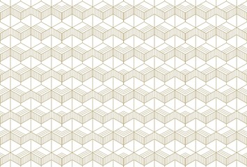 Geometric Gold Line Pattern Background With Repeating Cube Illusion for Modern, Elegant Design
