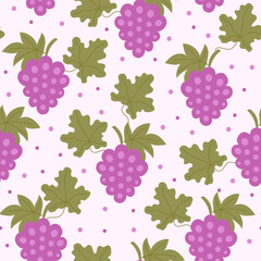 Seamless pattern of grapes and leaves.