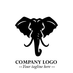 Head of Elephant Logo Company in Black on the White Background with Elegant Modern Design