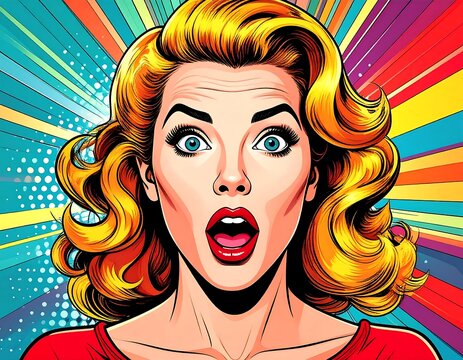 Surprised woman, comic book style