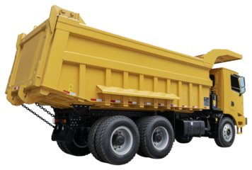 Back view yellow dump truck