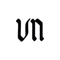 VN monogram logo design letter text name symbol monochrome logotype alphabet character simple logo