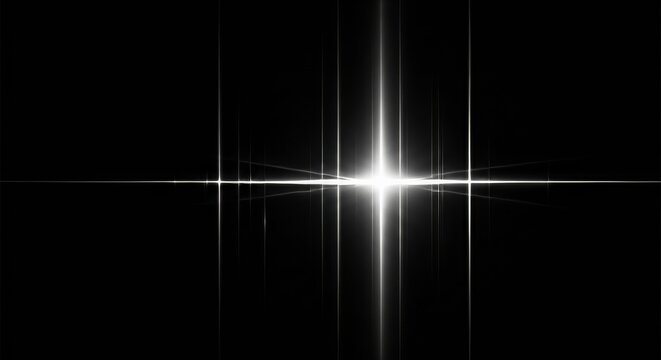 Bright Abstract Light Cross on Black Background