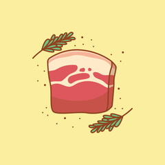 Cartoon Raw Pork Slice Meat Food Illustration