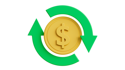 Dollar Coin with Circular Arrows — Symbol of Financial Flow and Currency Exchange