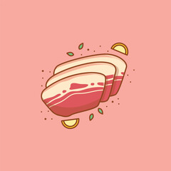Cartoon Raw Pork Slice Meat Food Illustration