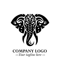 Naklejka premium Head of Elephant Logo Company in Black on the White Background with Elegant Modern Design
