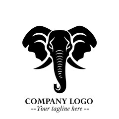 Head of Elephant Logo Company in Black on the White Background with Elegant Modern Design