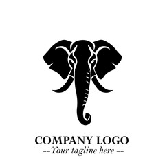 Head of Elephant Logo Company in Black on the White Background with Elegant Modern Design
