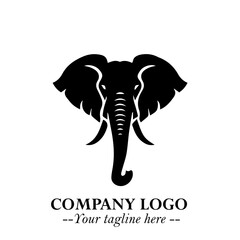 Head of Elephant Logo Company in Black on the White Background with Elegant Modern Design