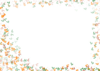 abstract border of small orange and green heart shapes on transparent  background use for frame template