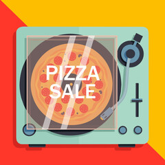 Pizza turntable vinyl illustration