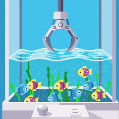Aquarium claw machine illustration