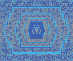 seamless pattern with blue flowers