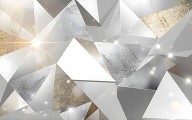 Abstract Triangle Gold Silver background