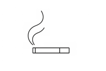 Burning cigarette smoking addiction line art icon with rising smoke, unhealthy habit and nicotine concept