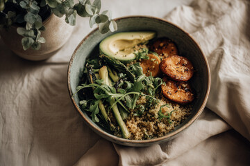 Nutritious Quinoa Bowl with Roasted Vegetables and Avocado