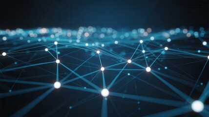 Dynamic digital network connections glow with vibrant blue light, symbolizing innovation and global data flow