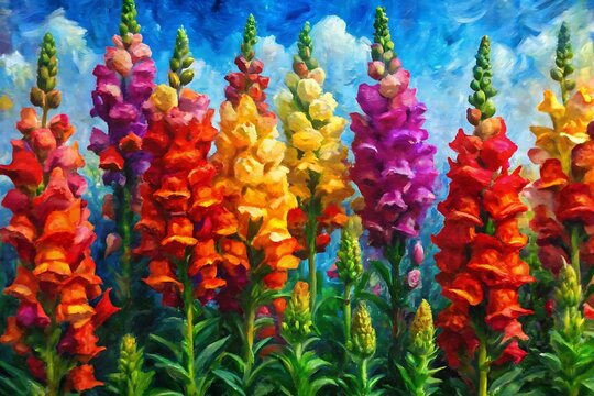 Painting of a field of flowers with many different colors