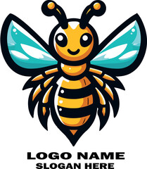 Obraz premium Harnet bee mascot logo vector .