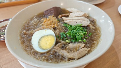 Local mung bean chicken noodle soup.