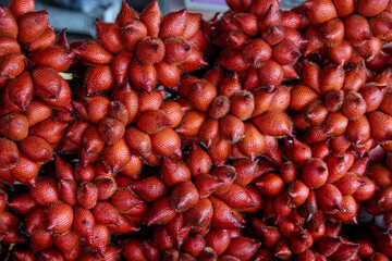 Full frame shot of ripe Zalacca fruit for sale in the market stall