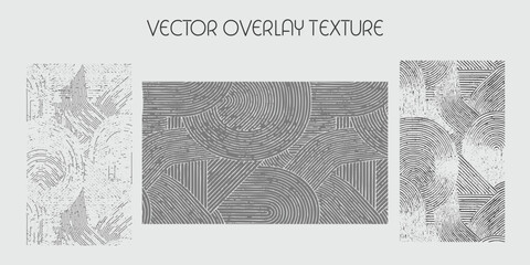 modern different types of overlay texture(paint, old, dust, cracks and other). monochrome vector collection for grunge, vintage effects.