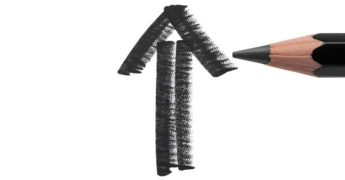 Graphite arrow drawn upward
