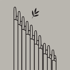 International Day of Solidarity with the Palestinian People vector illustration set of peace doves, olive branches, unity hands, hope and freedom art