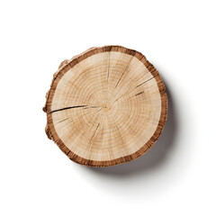 Fototapeta premium 3D Realistic Wooden Slice Texture Isolated on White Background