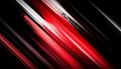 Obraz premium Abstract artwork featuring diagonal red and white brushstrokes against black