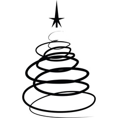 Abstract christmas tree silhouette with star on top against white background minimalist design festive seasonal celebration