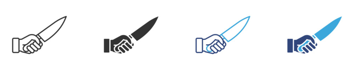 chef hand holding a cooking knife icon set, kitchen tools, vector illustration . 