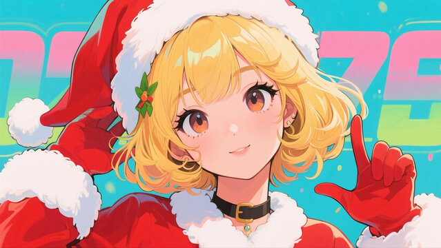 サンタのコスプレをする女性