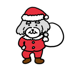 手描きのサンタクロースの犬